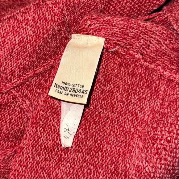 VTG L.L.Bean Cardigan Sweater Womens Large Red Diamond Knit Pockets Button Front - Picture 5 of 9